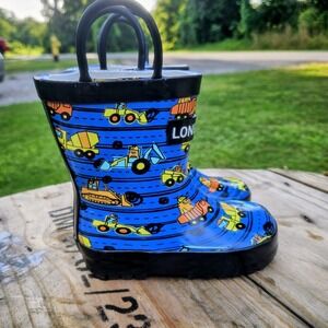 Lonecone Toddler Rain Boots Construction Monsters with Easy-on Handles‎ Size 6 T